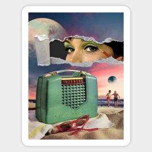 On The Radio - Surreal/Collage Art Sticker